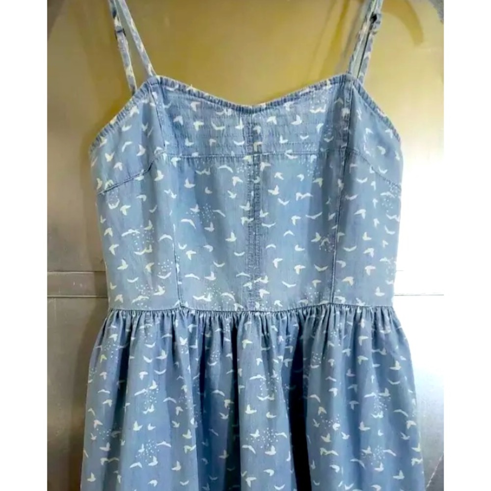 Denim & White Jean Bird Print Skater Fit N Flare S